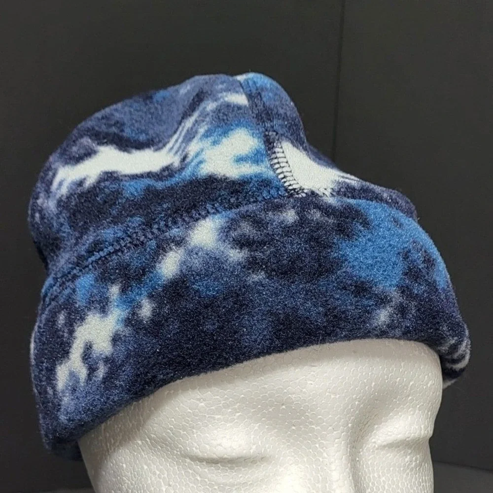 Kids L.L.Bean Polartec Classic‎ 200 Fleece Beanie Hat Blue Tie Dye